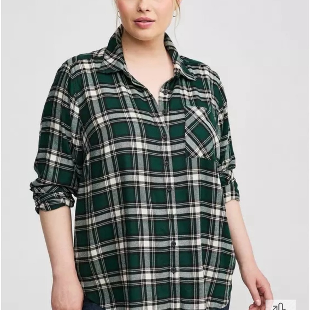 Torrid Dark Green Plaid Shirt